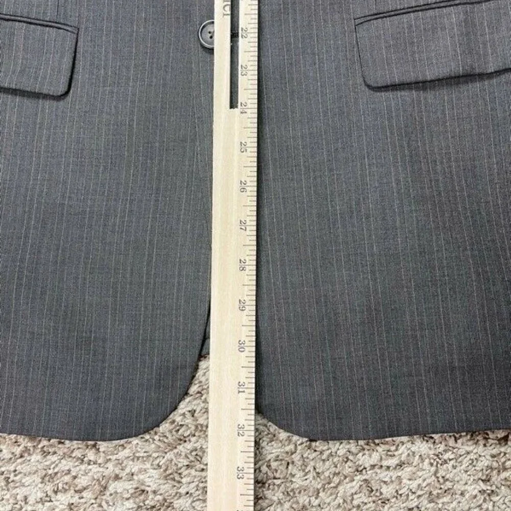 Perry Ellis Mens Two Button Blazer Dark Chocolate Pinstripe Classic Fit 40 R New